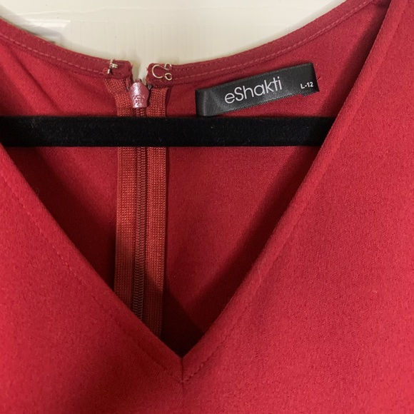 eShakti Maroon Drop Waist Dress with Flounce Hem - Picture 2 of 3